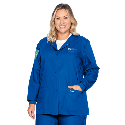 Landau Essentials Women's Warm-up Scrub Jacket - Galaxy Blue