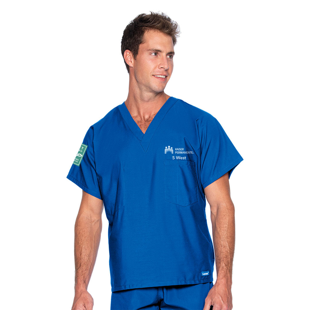Landau Essentials Unisex 1-pocket V-neck Scrub Top - Galaxy